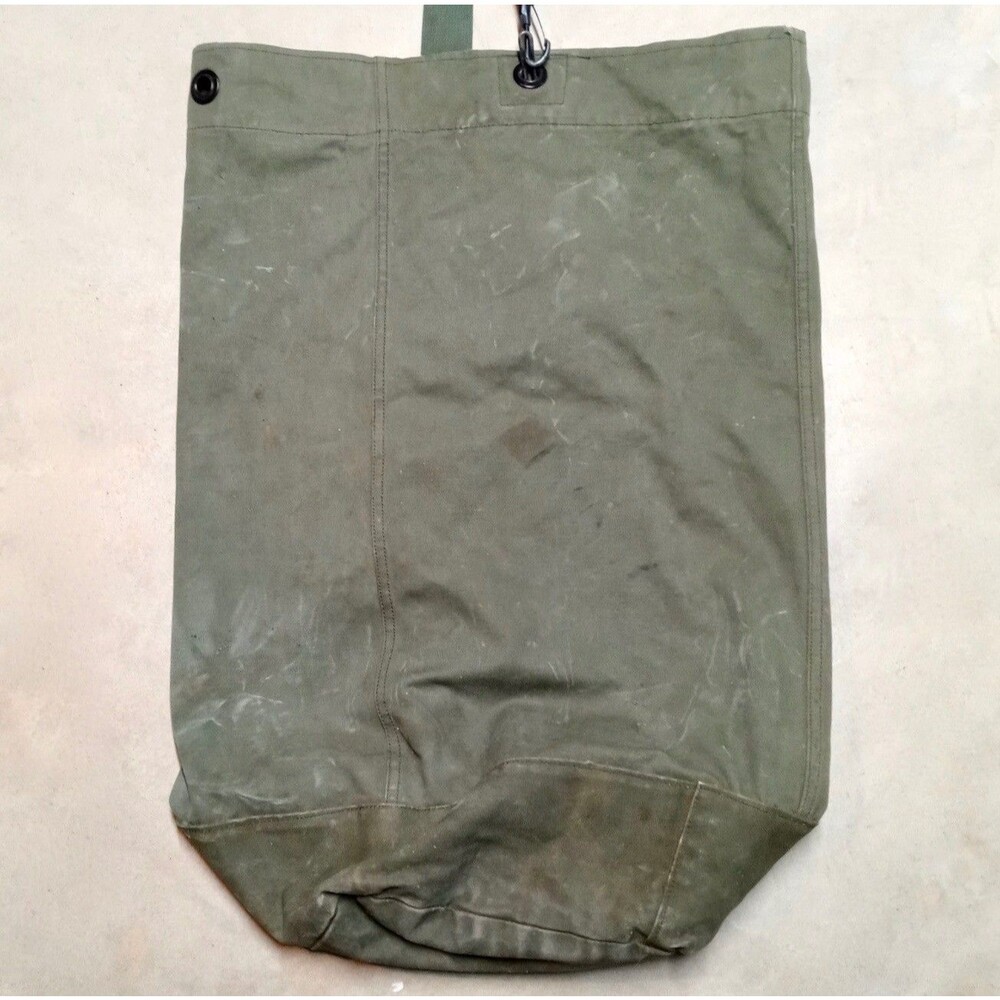 Vintage US Army Top Load Duffel Bag Large Olive Green Duck Canvas Military OD - Picture 5 of 10